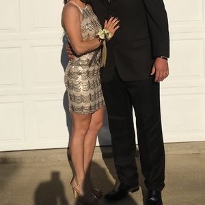 Gold Sequin Homecoming Dance Dress